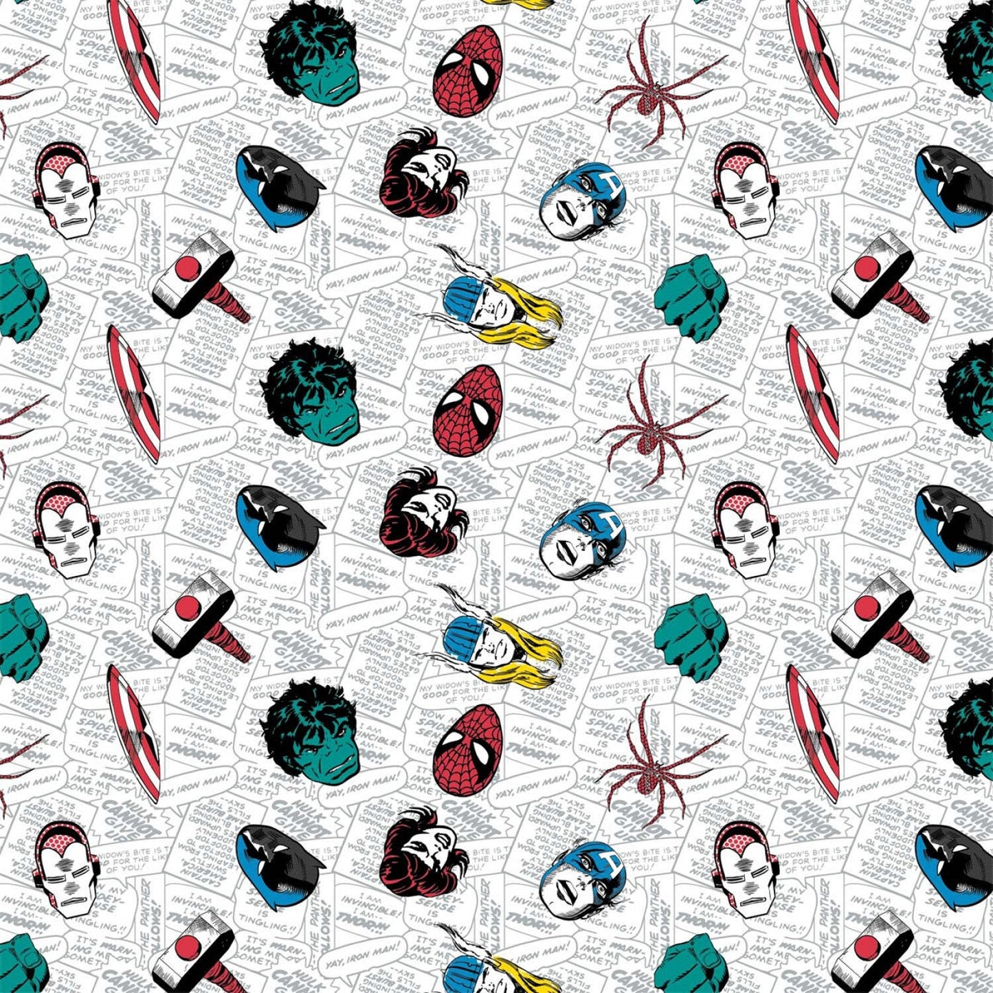 Licensed Marvel Comic Pop Power Multi Marvel Power Icons 13020514-1 Cotton Woven Fabric