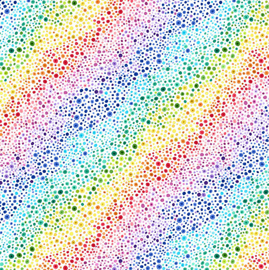 Safari, So Goodie by Hello Angel White Rainbow Dots 77635-134 Cotton Woven Fabric