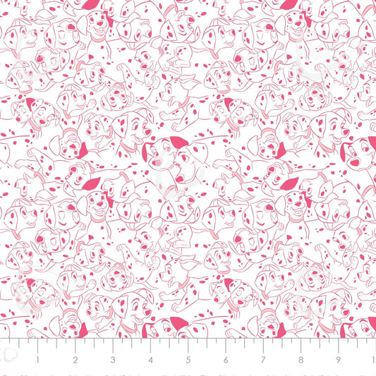 Licensed 101 Dalmatians Family Portraits Dalmation Dots in Pink 85010206-1 Cotton Woven Fabric