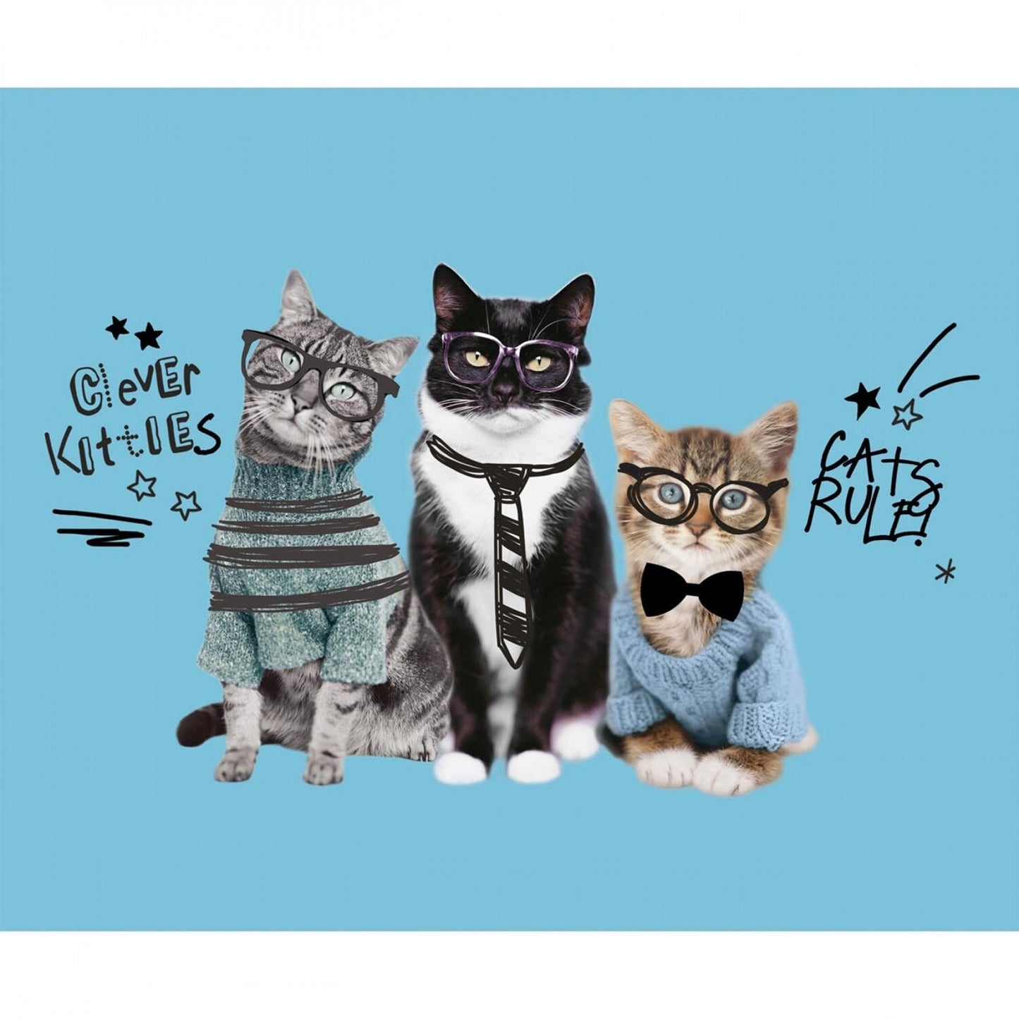 Cats Rule Blue Cats Rule Digitally Printed 36" Panel 34180108PJ-1 Cotton Woven Panel