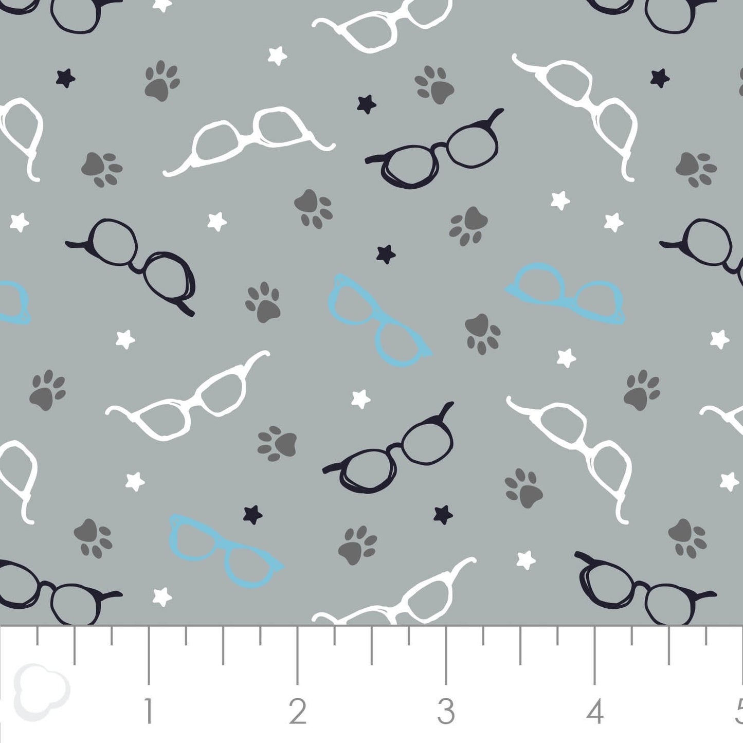 Cats Rule Glasses in Grey 34180105-2 Cotton Woven Fabric