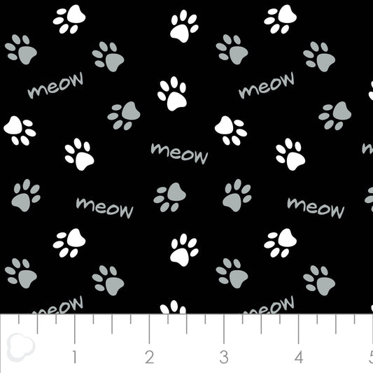 Cats Rule Paws in Black 34180106-2 Cotton Woven Fabric