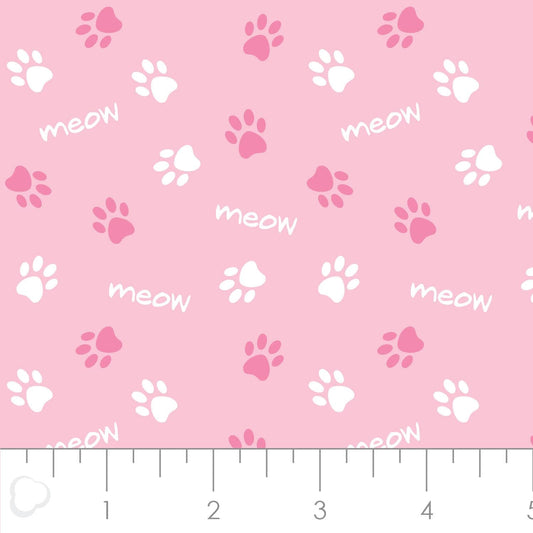 Cats Rule Paws in Pink 34180106-1 Cotton Woven Fabric