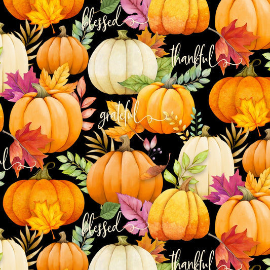 Happy Gatherings by Lola Molina Black Pumpkins Allover 32053-987 Cotton Woven Fabric
