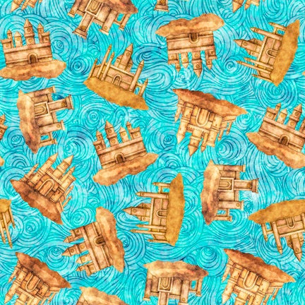Sea Serenade Aqua Sandcastles 27195-Q Cotton Woven Fabric
