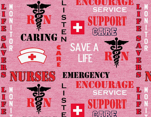 Pink RN/Nurse Save a Life NURSE-1181 Cotton Woven Fabric