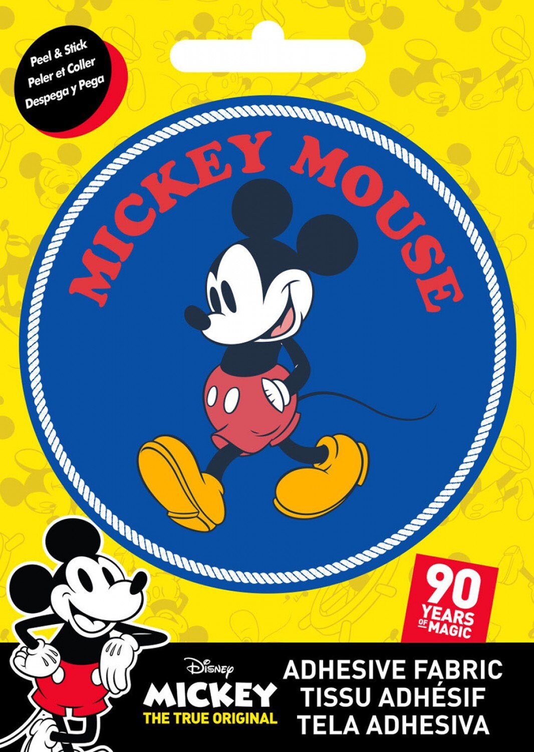 Ad Fab Adhesive Badge Mickey Mouse Mickey Mouse Adhesive Fabric 3" Badge 85270708X 100% Polyester