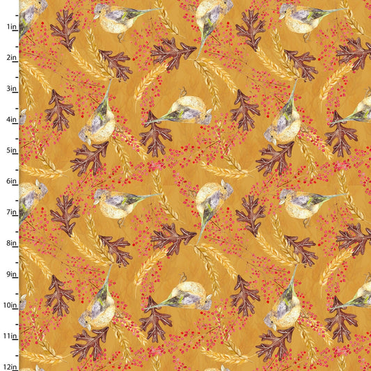 Rustic Harvest Gold Birds 15158-GOLD Cotton Woven Fabric