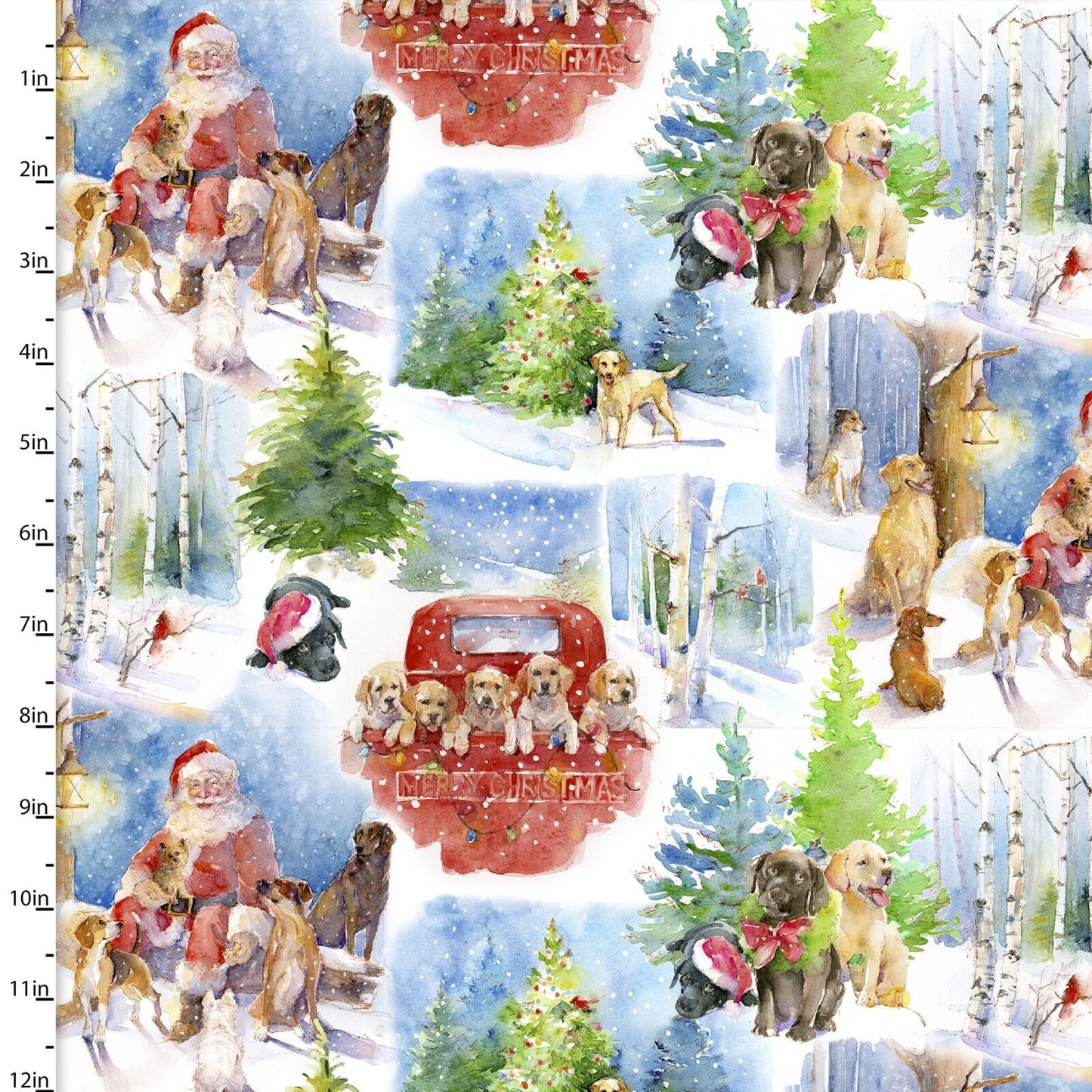 Santa's Helper Santa's Helper Scenes 15121-WHITE Cotton Woven Fabric