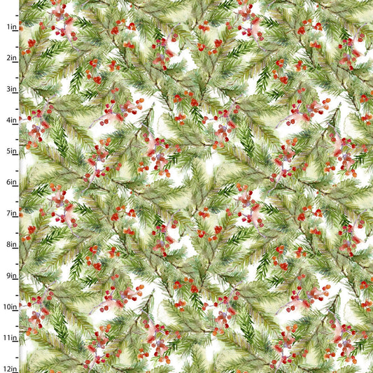 Santa's Helper White Pines 15122-WHITE Cotton Woven Fabric