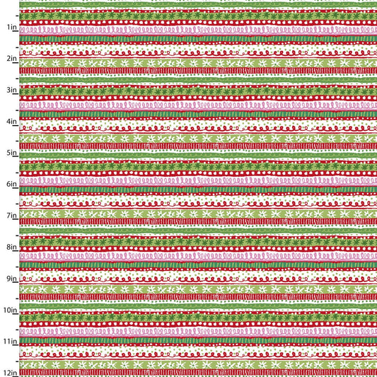 Winter Woodland Multi Woodland Stripe 15142-MULTI Cotton Woven Fabric