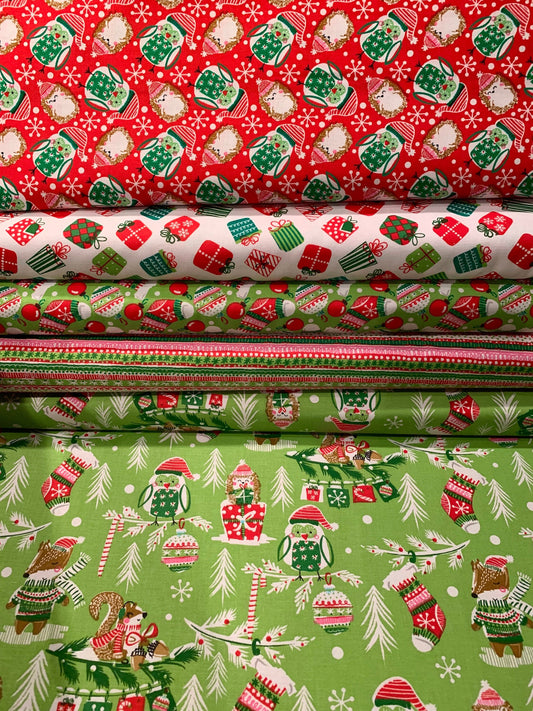 Winter Woodland Multi Woodland Stripe 15142-MULTI Cotton Woven Fabric