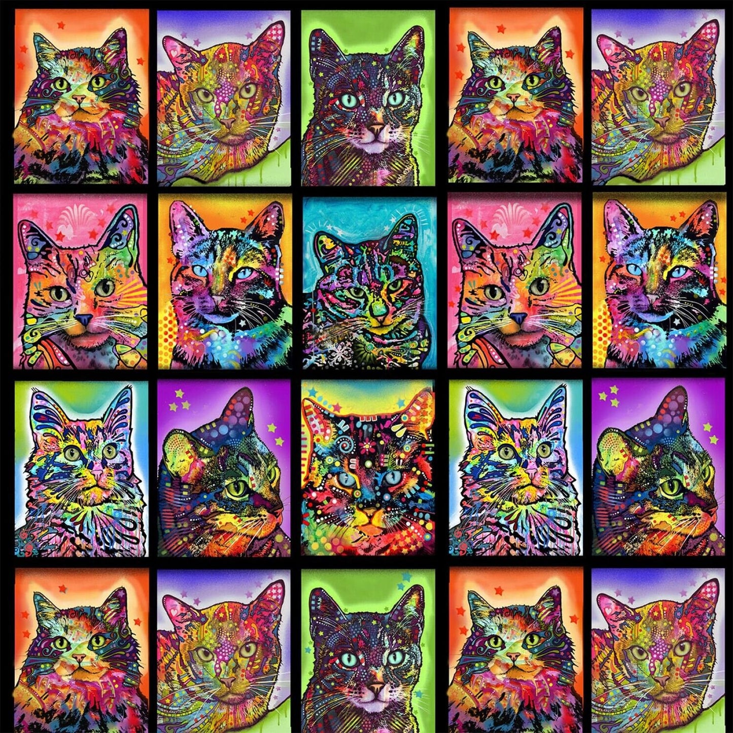 Crazy for Cats Multi Crazy For Cats Patch 10240-X (Patches are approx. 4" X 3.75") Cotton Woven Fabric