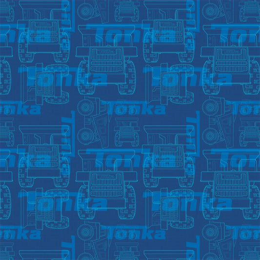 Licensed Tonka Truck Blue Tonka Blueprint 95060105-1 Cotton Woven Fabric