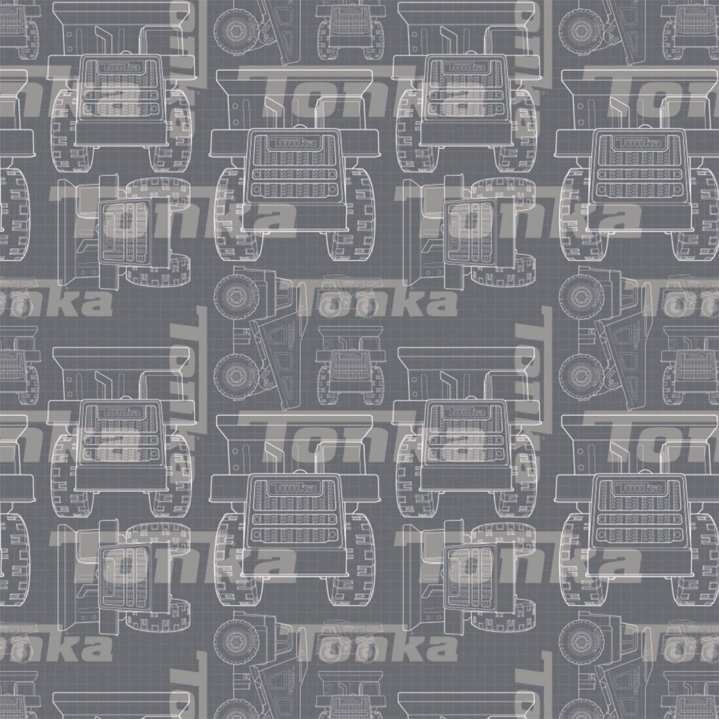 Licensed Tonka Truck Grey Tonka Blueprint 95060105-2 Cotton Woven Fabric