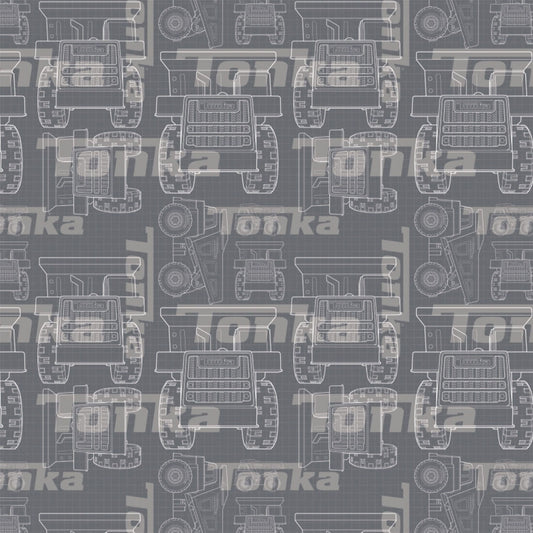 Licensed Tonka Truck Grey Tonka Blueprint 95060105-2 Cotton Woven Fabric