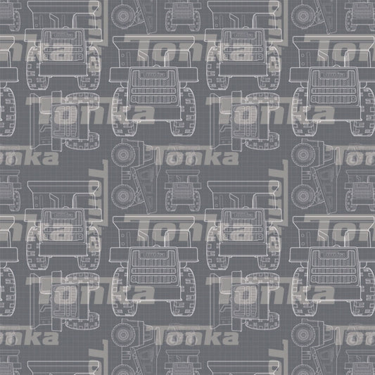 Licensed Tonka Truck Grey Tonka Blueprint 95060105-2 Cotton Woven Fabric