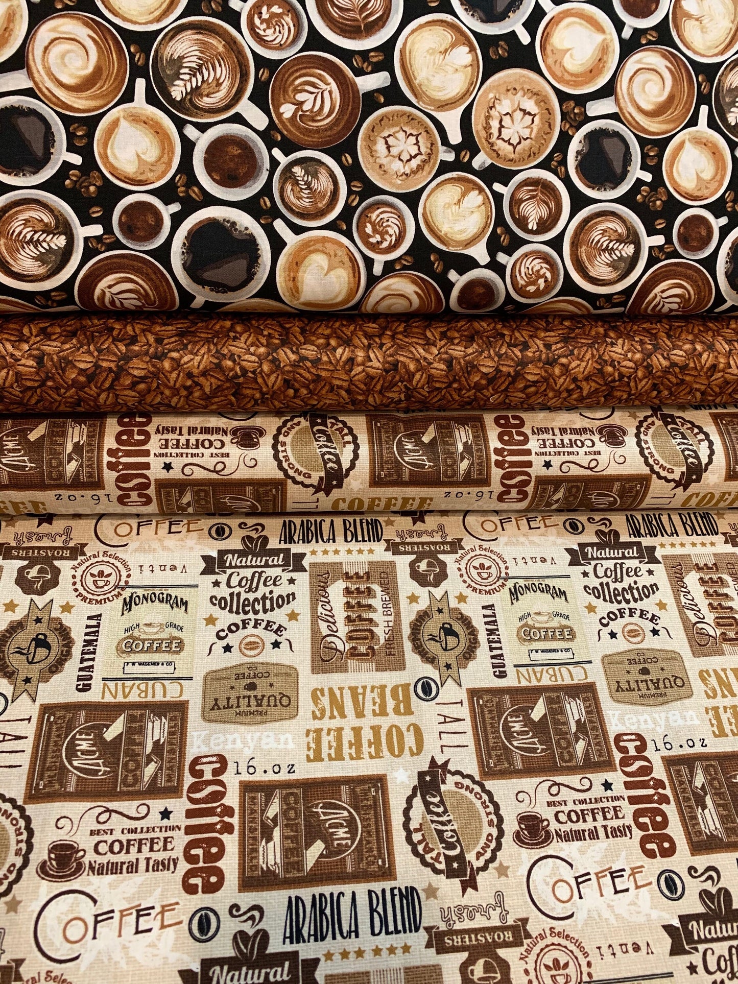 Coffee Beans Coffee Coffee-C7258-Brown Cotton Woven Fabric