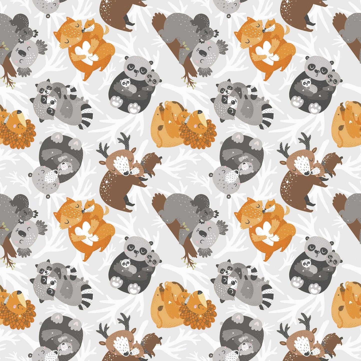 Animal Hugs Baby Hugs 15047-LTGRAY Cotton Woven Fabric