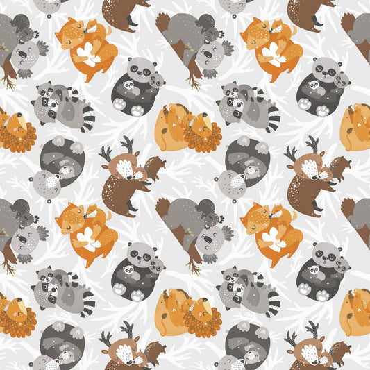 Animal Hugs Baby Hugs 15047-LTGRAY Cotton Woven Fabric