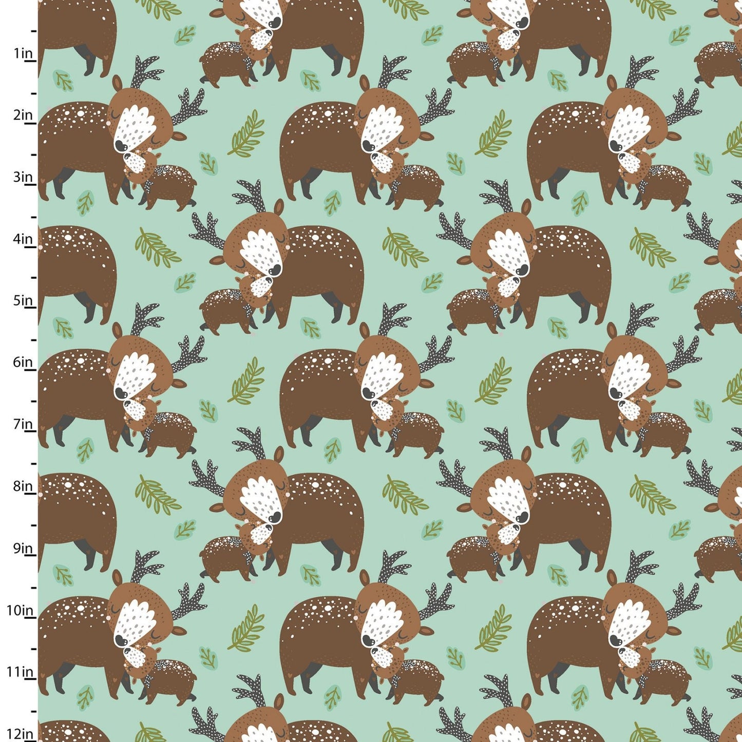 Animal Hugs Deer 15045-TURQ Cotton Woven Fabric