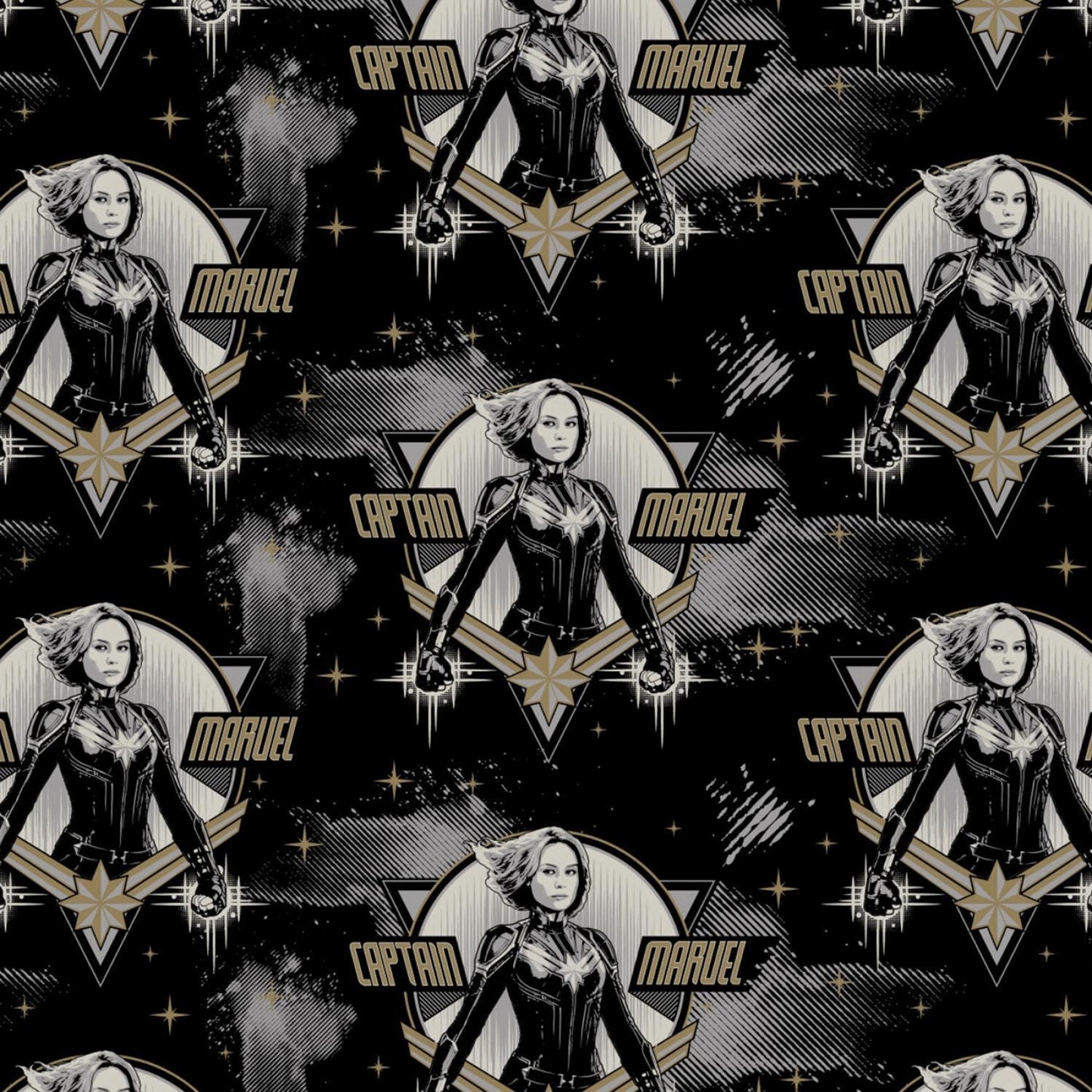 Licensed Captain Marvel Black Galactic 13020601-1 Cotton Woven Fabric