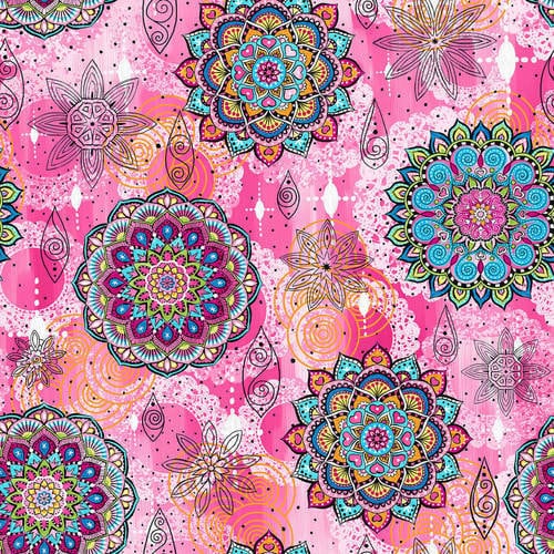 Mandala Tango Pink Mandala 9647-22 Cotton Woven Fabric