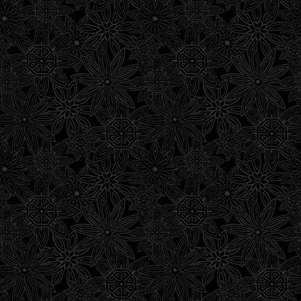 Mandala Tango Black Stacked Mandalas 9654-99 Cotton Woven Fabric