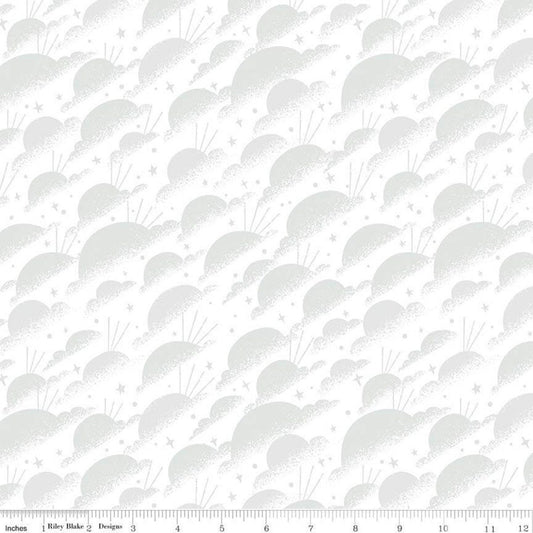 Dorothy's Journey by Jill Howarth Sky White Sparkle SC8685-WHITE Cotton Woven Fabric