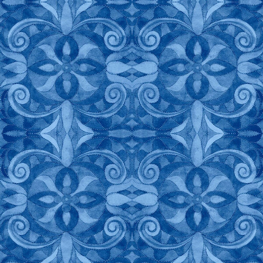 Baroque 108" Wideback Blue 9777-77 Digitally Printed Wideback Quilt Backing