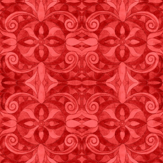 Baroque 108" Wideback Red 9777-88 Digitally Printed Wideback Quilt Backing