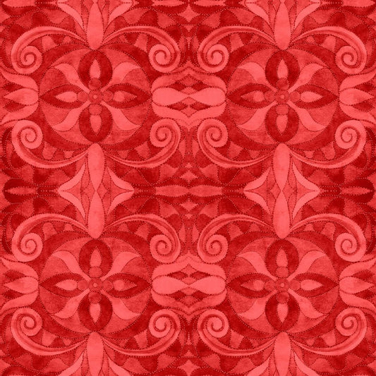 Baroque 108" Wideback Red 9777-88 Digitally Printed Wideback Quilt Backing