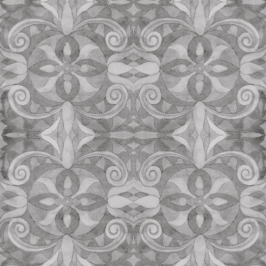 Baroque 108" Wideback Med Grey 9777-95 Digitally Printed Wideback Quilt Backing