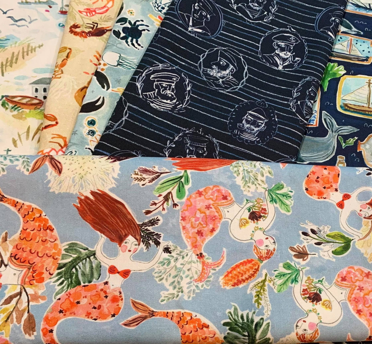 High Seas by August Wren Shells Stella-DAW1369-Multi Cotton Woven Fabric