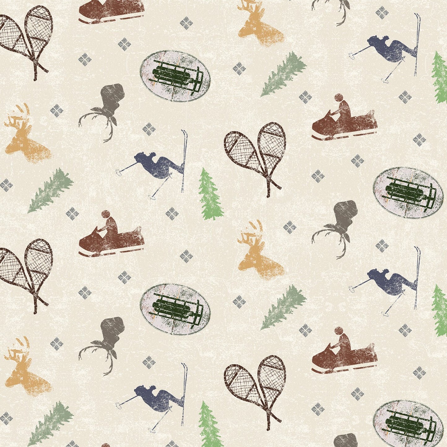 Winter Playground by Dan DiPaolo Light Khaki Winter Playground Equipment Y2766-11 Cotton Woven Fabric