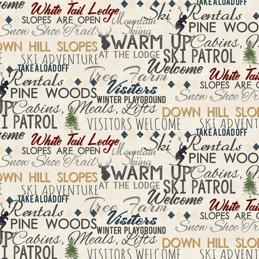 Winter Playground by Dan DiPaolo Khaki Winter Playground Words Y2767-11 Cotton Woven Fabric