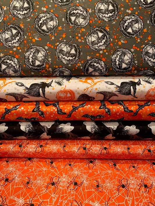 Spooky Night 15119-ORANGE Cotton Woven Fabric