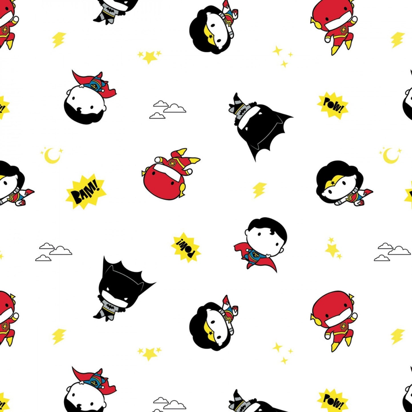 Licensed DC Justice League Superheroes in the Making White Justice League Tiny Heroes 23421301-1 Cotton Woven Fabric