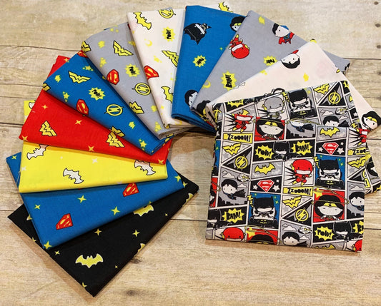 Licensed DC Justice League Superheroes in the Making White Justice League Tiny Heroes 23421301-1 Cotton Woven Fabric