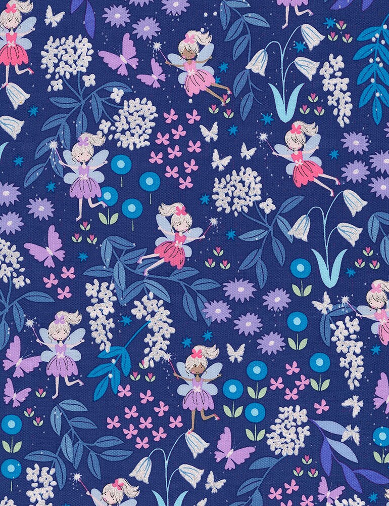 Fairies Kidz-CM7218-Blue Cotton Woven Fabric