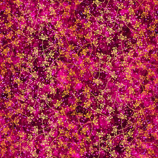 Pandora Dark Azalea Floral Sprig 27189M Cotton Woven Fabric
