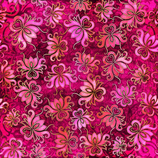 Pandora Azalea Floral Toss 27185M Cotton Woven Fabric