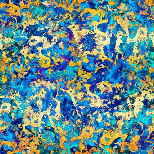 Pandora Blue Marble 27187B Cotton Woven Fabric