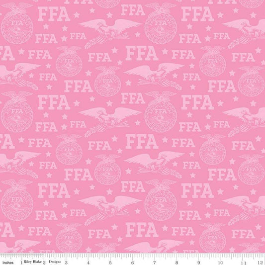 Licensed FFA Forever Blue Logo Pink C7216-PINK Cotton Woven Fabric