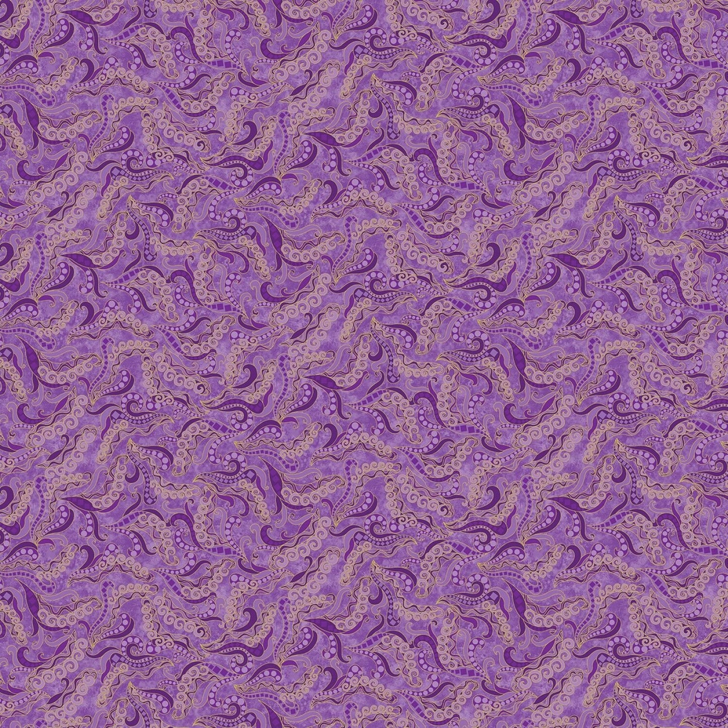 Dog On It by Ann Lauer Purple Holey Scrolls w/Metallic 6257MB-66 Cotton Woven Fabric