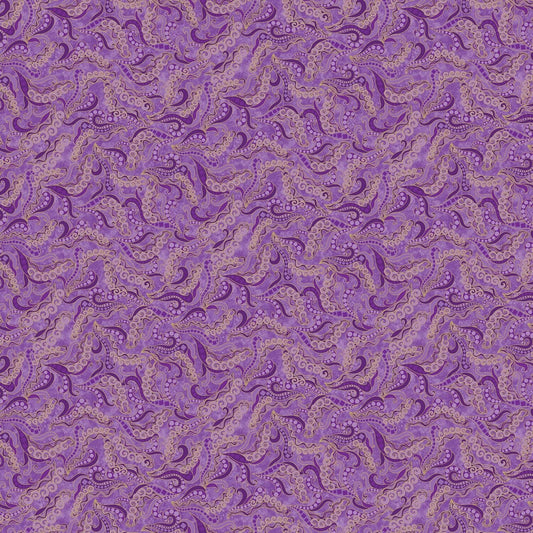 Dog On It by Ann Lauer Purple Holey Scrolls w/Metallic 6257MB-66 Cotton Woven Fabric