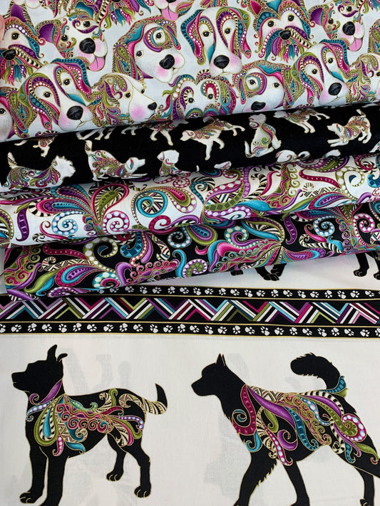 Dog On It by Ann Lauer Purple Holey Scrolls w/Metallic 6257MB-66 Cotton Woven Fabric