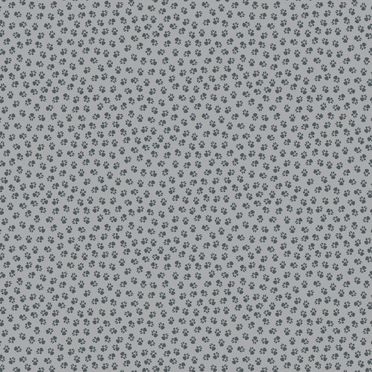 Dog On It by Ann Lauer Medium Grey Paw Prints  6258B-14 Cotton Woven Fabric