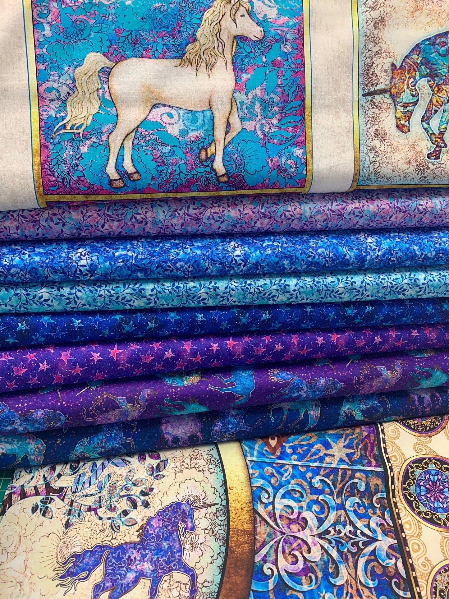 Mystical by Dan Morris 36" Unicorn Panel Navy 27375-N Cotton Woven Fabric