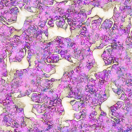 Mystical by Dan Morris Pink Tossed Unicorns 27379-P Cotton Woven Fabric